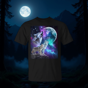 Camiseta con diseño de 3 cabezas de lobo que ruedan en la luna, para diversión - Product Image 3