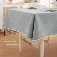 Nappe en chenille gris neutre avec bordure en dentelle, imperméable et lavable, pour salle à manger, cuisine, maison, vente en gros