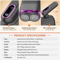 Rasoir anti-bouloches portable à double lame, poignée pliable à 180 degrés, charge rapide USB-C, écran LED, vente en gros OEM
