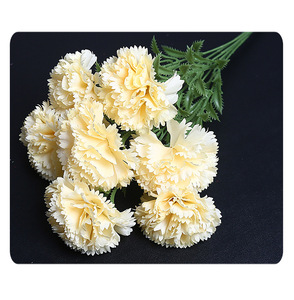 Fleur artificielle, bouquet de 7 œillets, fausse composition florale pour décoration de salon, bouquet de mariage, usine d'arrangements floraux - Product Image 4