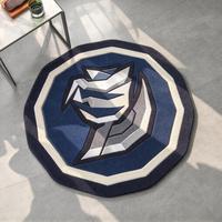 Tapis tufté personnalisé avec motif graphique, tapis moelleux découpé sur mesure avec logo/emblème pour la décoration intérieure et des salles de jeux