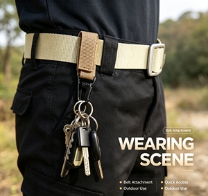 Porte-clés en sangle de haute qualité avec clip et boucle, accessoire tactique robuste pour équipement tactique extérieur, vente en gros - Product Image 6