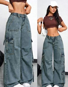 New Mixed Styles <strong>Women</strong> Overalls High Waisted Loose Wide Leg Distressed Denim Pants Casual Streetwear Bow - Product Image 5