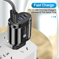 Adaptateur mural universel de voyage QC3.0 3 ports USB avec chargeur rapide PD 3.0 36W, prise US EU UK, protection OTP