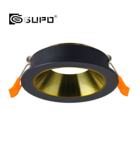 Spot encastré GUPO noir anti-éblouissement à coupelle profonde, avec anneau de finition fixe non rotatif compatible avec les ampoules GU5.3 MR16 GU10