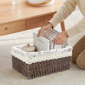 Panier à linge avec roulettes 60L, petit plateau de rangement tressé en rotin, avec poignée en paille de mer, pour la maison - Product Image 4