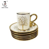 Service à Thé et Soucoupes en Céramique de Luxe Personnalisé pour Café, Restaurant, Mariage, 12 Pièces, Tasses à Café Espresso, Lot de 6