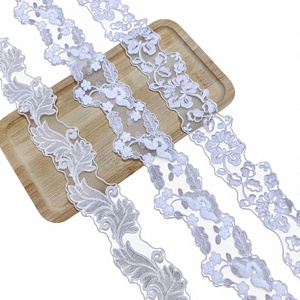 Passamaneria in pizzo di poliestere ricamato a filo sottile in rete bianca stile francese, decorazione floreale, accessori fai da te per orli di abiti, matrimoni, <span class=keywords><strong>Lolita</strong></span> - Product Image 1