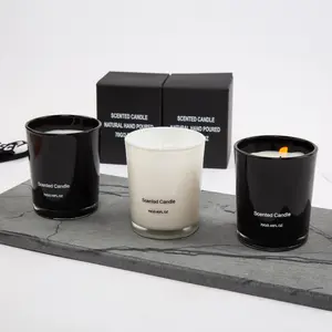 Singhua Hoge Kwaliteit Luxe Aangepaste Private Label Aromatherapie Kaarsen Wit Zwart Ronde Bodem Prive Geurkaarsen