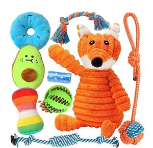 Set di giocattoli per cani cigolanti interattivi all'ingrosso personalizzati in cotone peluche giocattolo da masticare per cani - Product Image 1