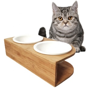Cuenco de <span class=keywords><strong>agua</strong></span> de bambú Para Perros, comedero sin derrames Para cachorros, con soporte, precio de fábrica al por mayor - Product Image 2