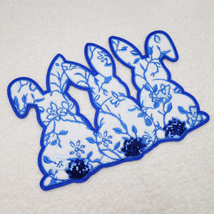 New Arrival Customization <b>Easter</b> Chenille Patches Bags Mardi Gras Chenille Patches Fabric Sequin Bead Patch - Product Image 2