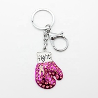 Bijoux fantaisie strass rose ruban de sensibilisation au cancer du sein pendentif gant de boxe porte-clés