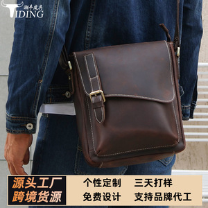 Bolso Bandolera de Cuero Genuino para Hombre, Marca Tiding, Color Sólido, Casual, Resistente al Desgaste - Product Image 4
