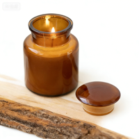Bougie parfumée avec couvercle dans un bocal en verre réutilisable, bougie à la cire de soja à combustion propre, environ [nombre] grammes. Durée de combustion de 54 heures