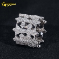 Bijoux Hip Hop en argent sterling massif 925 plaqué or de style rappeurs de luxe Bague multi-croix en moissanite glacée