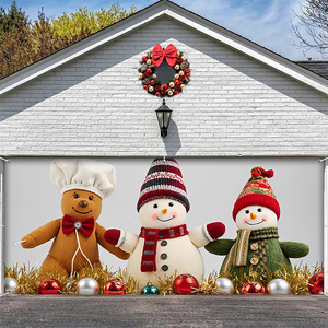 Striscione Rosso per Porta del Garage 'Buon <span class=keywords><strong>Natale</strong></span> <span class=keywords><strong>e</strong></span> <span class=keywords><strong>Felice</strong></span> <span class=keywords><strong>Anno</strong></span> <span class=keywords><strong>Nuovo</strong></span>' con Fiocchi di Neve, Personalizzabile per Interni ed Esterni - Product Image 1