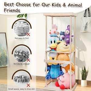 202501 grand bois peluche Animal Cage enfants et adolescents stockage <span class=keywords><strong>salle</strong></span> <span class=keywords><strong>de</strong></span> <span class=keywords><strong>jeux</strong></span> chambre salon cadeau Zoo fond stockage animaux en peluche - Product Image 2