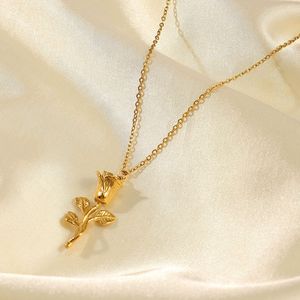 Stainless Steel Jewelry Valentines Day <strong>Gift</strong> 18K Gold Rose Flower Necklace Girlfriend <strong>Wife</strong> Women <strong>Birthday</strong> <strong>Gifts</strong> - Product Image 4