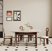 Table à manger pliante et extensible de style américain-français du milieu du siècle, plateau en pierre de quartz, chaises en bois massif, mobilier de maison, origine Chine