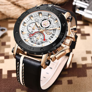 นาฬิกาข้อมือผู้ชาย LIGE LG9996 <span class=keywords><strong>หนัง</strong></span>แท้ โครโนกราฟ หรูหรา กันน้ำ แสดงวันที่ ควอตซ์ หน้าปัดใหญ่ 47 มม. แฟชั่น รุ่นตัวอย่าง - Product Image 1