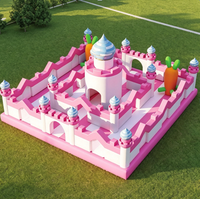 Château Gonflable Rose Princesse, Fusée Spatiale, Ville Amusante Gonflable Commerciale, Toboggan Gonflable, Parcours d'Obstacles, Aire de Jeux Extérieure pour Enfants