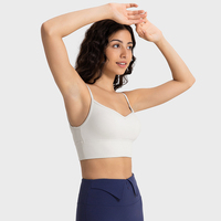 Soutien-gorge de sport pour femme, effet seconde peau, dos en U, bretelles spaghetti, maintien élevé, sans couture, respirant, anti-humidité, pour yoga, gym, fitness, logo personnalisé
