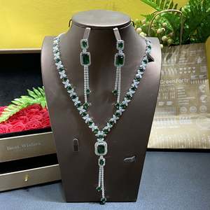 HIBRIDE mode Long luxe carré déclaration ensembles de bijoux pour femmes fête de mariage plein Zircon dubaï ensemble de bijoux de mariée N-1108 - Product Image 3