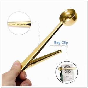 Cuchara medidora de café multifunción dorada de acero inoxidable, gran café perfecto, té, proteína, bebida instantánea, bolsa, Clip, cuchara de café - Product Image 2