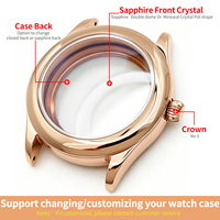 Casing Jam Tangan Klasik Retro Warna Rose Gold Mengkilap, Casing Jam Tangan Baja, Suku Cadang Jam Tangan MOD, SKX NH35 4r35 NH, Suku Cadang Modifikasi, Casing Belakang Safir Mod