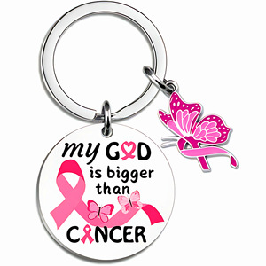 Llavero Espiritual con la Frase 'Mi Dios es Más Grande que el Cáncer', para Concientización sobre el Cáncer de Mama, Pancreático, Ovárico y de Vejiga, para Mujeres - Product Image 5