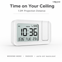 Projektions-Wecker Digitaler LCD-Nachttischuhr mit Schlummerfunktion Wochenendmodus Temperatur Datum 12/24H Hintergrundbeleuchtung Tischuhr für Schlafzimmer