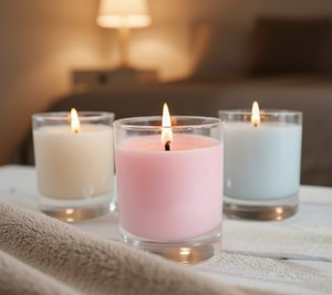 Bougie en verre pastel à mèche unique, parfumée sur mesure, en cire de soja artisanale de qualité supérieure, décoration intérieure, aménagement minimaliste de bureau, Noël - Product Image 1