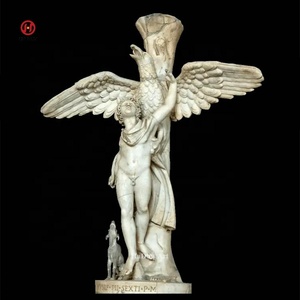 Scultura greca in marmo a grandezza naturale con pietra naturale Canymede Zeus aquila a grandezza naturale su misura - Product Image 2