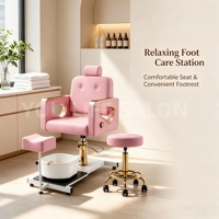 Fauteuil de pédicure hydraulique inclinable de luxe pour salon de beauté, avec massage des pieds, pour nail art et pédicure, et bassin de trempage des pieds mobile