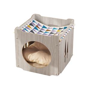 سرير خشبي معلق شعبي ، إطارات تسلق ، صناديق أشجار ، حصير ، أثاث قطط عالي الجودة - Product Image 5