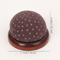 Coussin à épingles rond en tissu avec base en bois, support pour aiguilles à coudre, outil de couture DIY pour tailleur, broderie et fournitures d'artisanat
