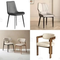 Chaise de salle à manger ZSZM en bois massif et cuir avec dossier souple, portable, confortable, design moderne, mobilier de salle à manger de luxe léger