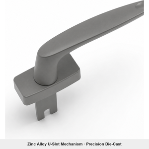 Poignée de fenêtre Espag pour fenêtres et portes coulissantes, en alliage d'aluminium moderne, mécanisme de verrouillage à fourche, marque GURO, garantie 3 ans, vente en gros - Product Image 3