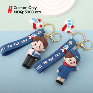 Porte-clés Mascotte Personnalisé en Silicone 3D PVC Réaliste, Figurine Ambassadeur <span class=keywords><strong>de</strong></span> Compagnie Aérienne, MOQ 3000 Pièces - Product Image 1