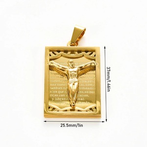 Sunling 1Pc Stainless Steel Vintage Christian Jesus <b>Dog</b> <b>Tag</b> Pendant Unisex <b>Men</b> Silver Gold Color Religious Symbolic Fine Jewelry - Product Image 2