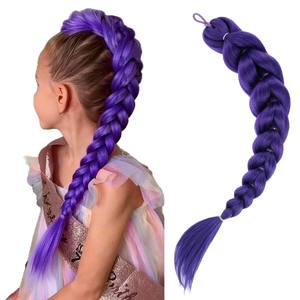 Perruque tressée violette Rumi, 65cm, perruque de cosplay en fil de haute qualité, couleur violet foncé, pour un style jeune et féminin - Product Image 1