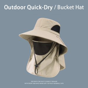 Chapeaux Bob d'été en gros, couleur unie, style pêcheur, à large bord, avec voile anti-UV, pour le sport, les loisirs et les voyages - Product Image 4