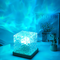 Lampe cubique en cristal 3D pour décoration intérieure moderne avec effet d'ondulation de l'eau lumineuse 16 couleurs LED Night Light Sensor Control