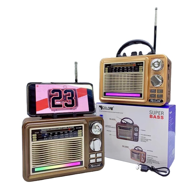 NEW RX-308D Retro Rechargeable Radio with Wireless Link Usb Mp3 Player Old Vintage Radio Tws Outdoor Player RGB