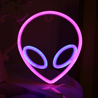 Enseigne au néon en forme de visage d'extraterrestre, décoration murale pour fête de Noël, lampe de nuit pour la maison, chambre d'enfant, décoration artistique