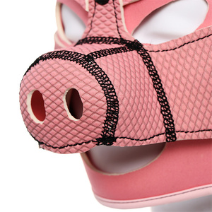 OEM Pink Pig Face Mask Cosplay BDSM Bondage Gear Neopreno Hood Eyes Blindfolds Pig Fetish Mask - Product Image 5