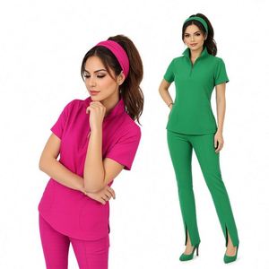 Tenues de <span class=keywords><strong>spa</strong></span> pour femmes, ensemble de blouses médicales, haut et pantalon, blouse de laboratoire, uniforme d'infirmière d'hôpital, vêtements de travail féminins - Product Image 2