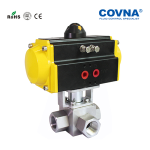 COVNA Robinet à bille pneumatique 3 voies en acier inoxydable 304 316 pour l'eau - Product Image 2