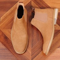 Bottes Chelsea classiques à enfiler en cuir véritable suédé de vache, grande taille, pour hommes, style décontracté et professionnel